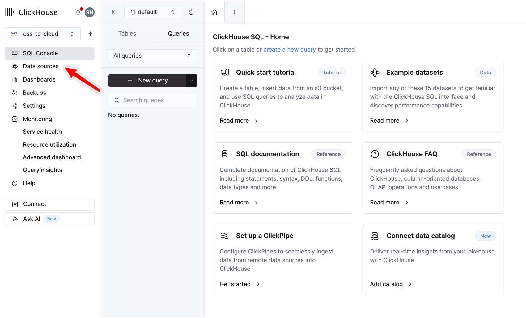 데이터 소스로 이동
