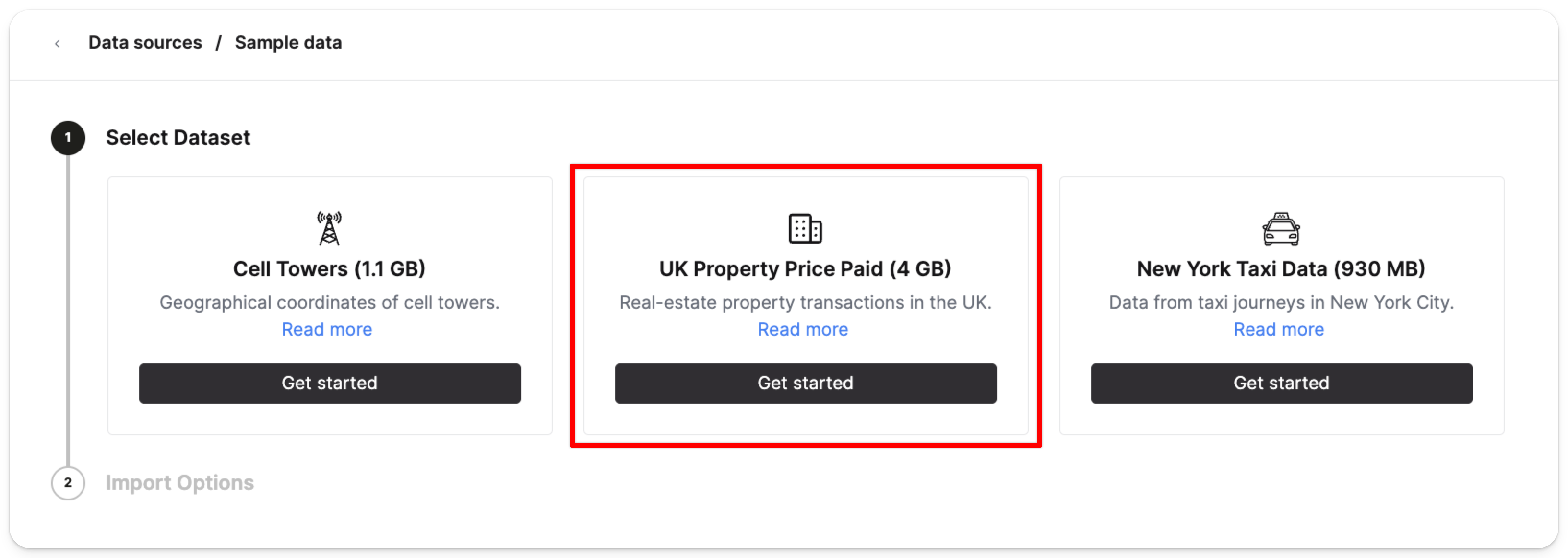 UK price paid 데이터셋 선택